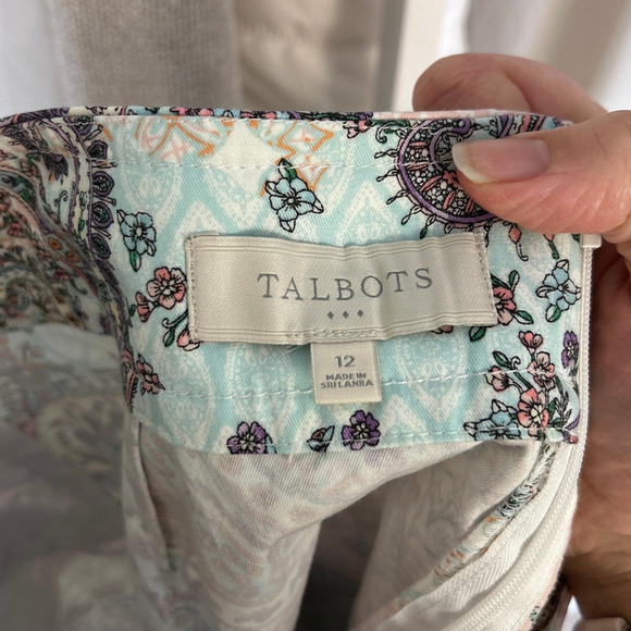 Talbots Women's Size 12 Pastel Paisley Floral Knee Length A-Line Skirt #0147 - Picture 6 of 7